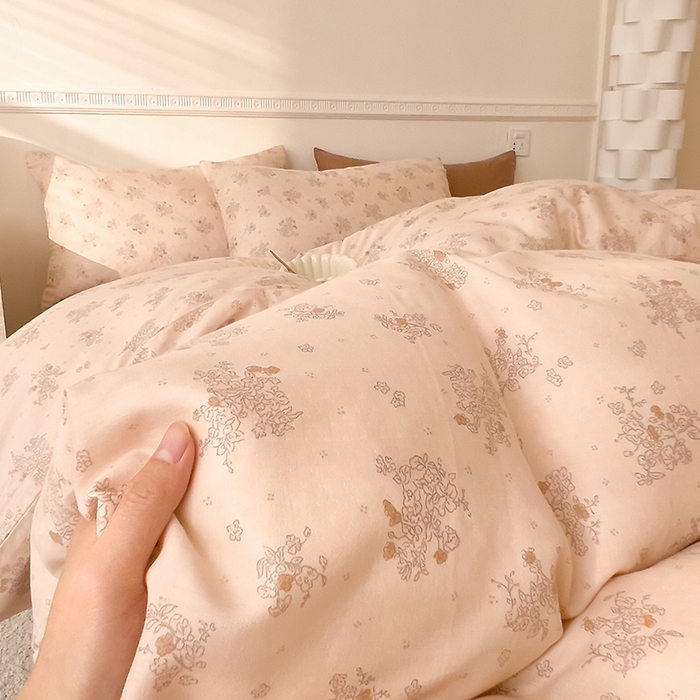 91家纺网 家纺一手货源 找家纺 DoDo 兜兜 2025新款全棉双层纱印花四件套（可定做尺寸） 慕白