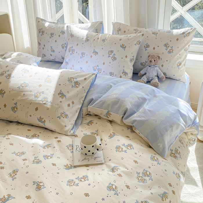 91家纺网 家纺一手货源 找家纺 （总）宜家坊 2025早春新品全棉纯棉喷气13070小清新印花纯棉四件套-风格二