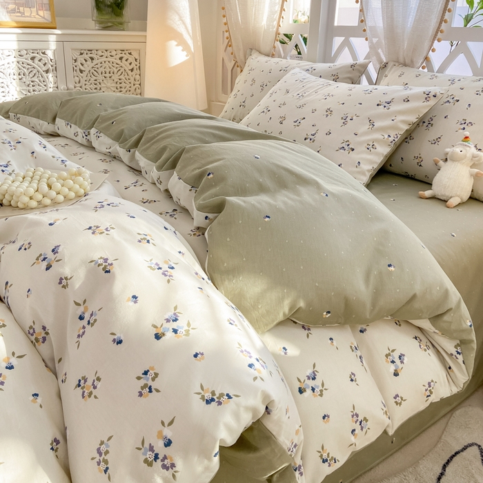 91家纺网 家纺一手货源 找家纺 宜家坊 2025早春新品全棉纯棉喷气13070小清新印花纯棉四件套-风格二 扶摇