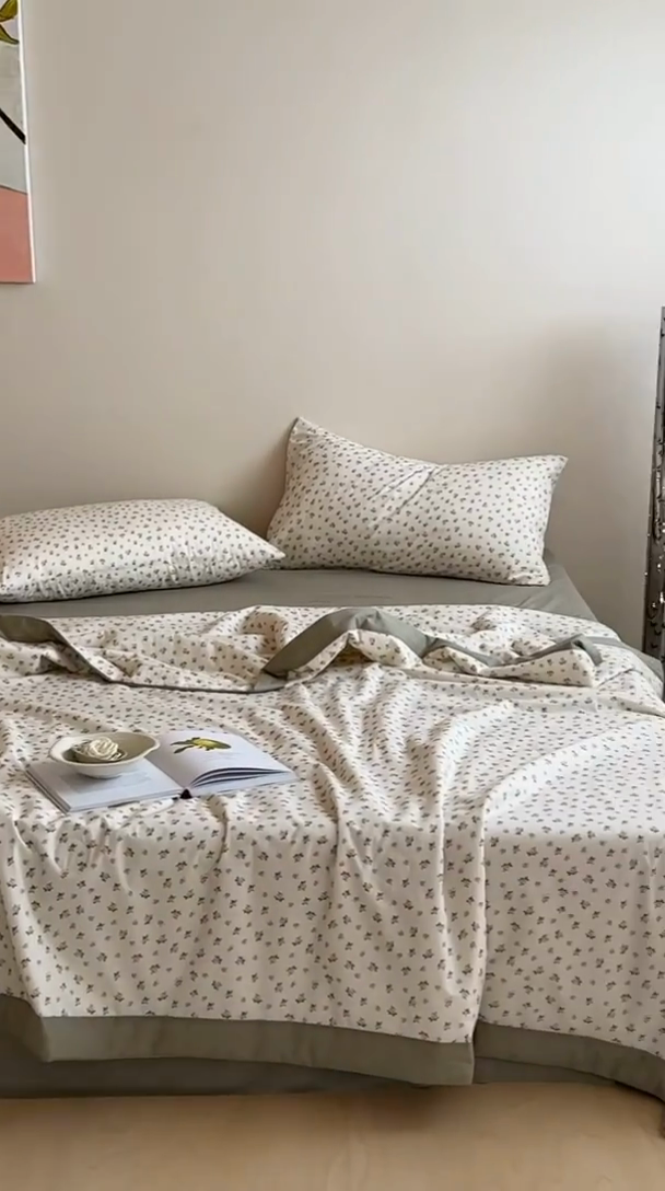 91家纺网 家纺一手货源 找家纺 大彩家居 2025新款全棉有氧水洗纱布夏被夏凉被 朝花夕拾