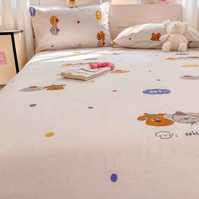 91家纺网 家纺一手货源 找家纺 吉象家纺 2025新款高支密全棉印花单品系列-单床单 快乐周末