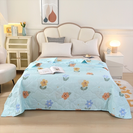 91家纺网 家纺一手货源 找家纺 诗雅纺织 2025新款亲肤柔软钻石绒夏被空调被 水墨橙花