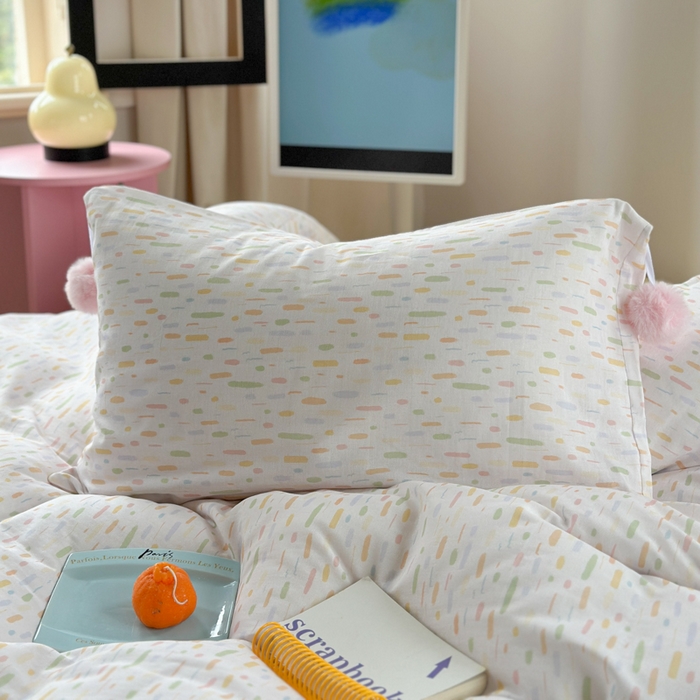 91家纺网 家纺一手货源 找家纺 金爱家 2025新款亲肤舒适纯棉双层纱四件套 双层纱-彩色的梦