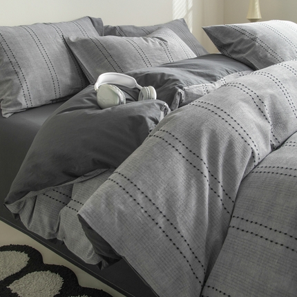 （总）2025新款纯棉水洗棉三层波点提花四件套