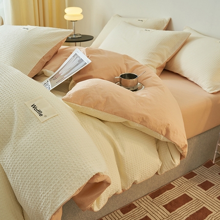 （总）2025新款40S纯棉华夫格四件套