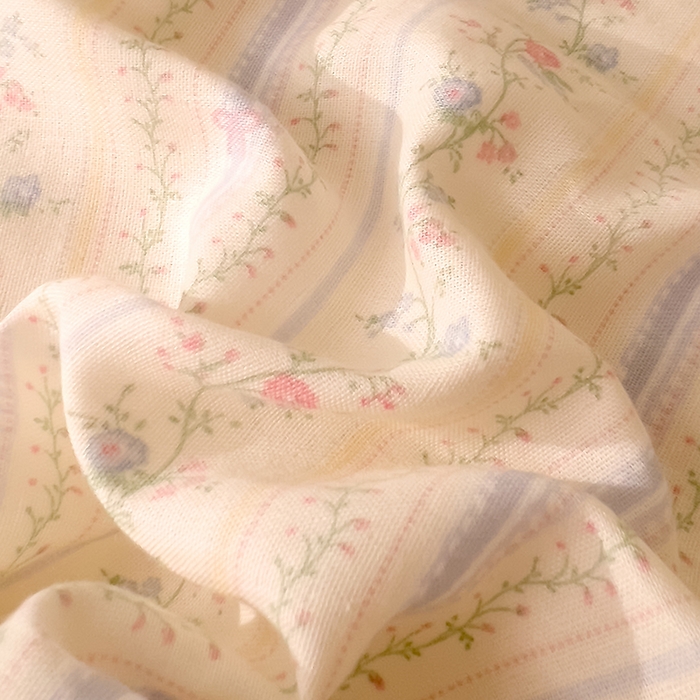 91家纺网 家纺一手货源 找家纺 DoDo 兜兜 2025新款全棉双层纱印花单床单（可定做尺寸） 蓝色的风