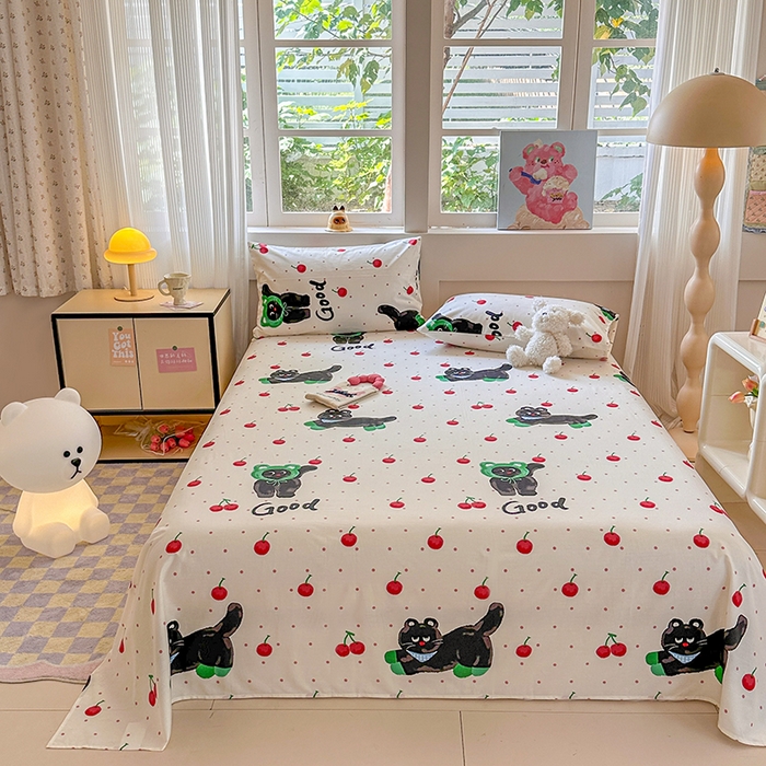 91家纺网 家纺一手货源 找家纺 吉象家纺 2025新款高支密全棉印花单品系列-单床单 怪诞猫咪