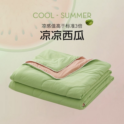 眠博士 2025新款170g凉感瓜瓜夏被空调被 凉凉西瓜-浅绿拼红