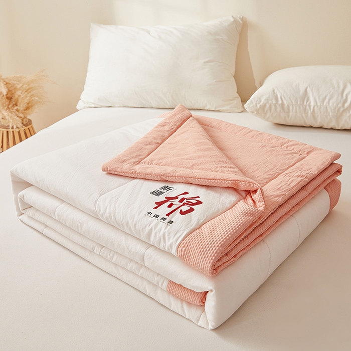 91家纺网 家纺一手货源 找家纺 熙宴家纺 2025新款水洗棉100%新疆棉花夏被-月光白 月光白+玉