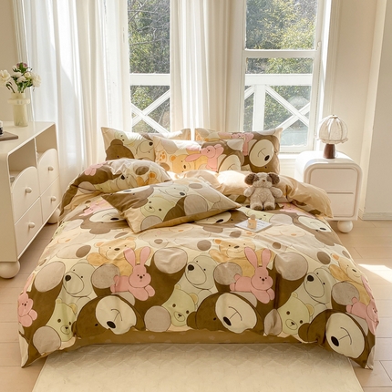 91家纺网 家纺一手货源 找家纺 （总）宜家坊 2025早春新品全棉纯棉喷气13070小清新印花纯棉四件套-风格二