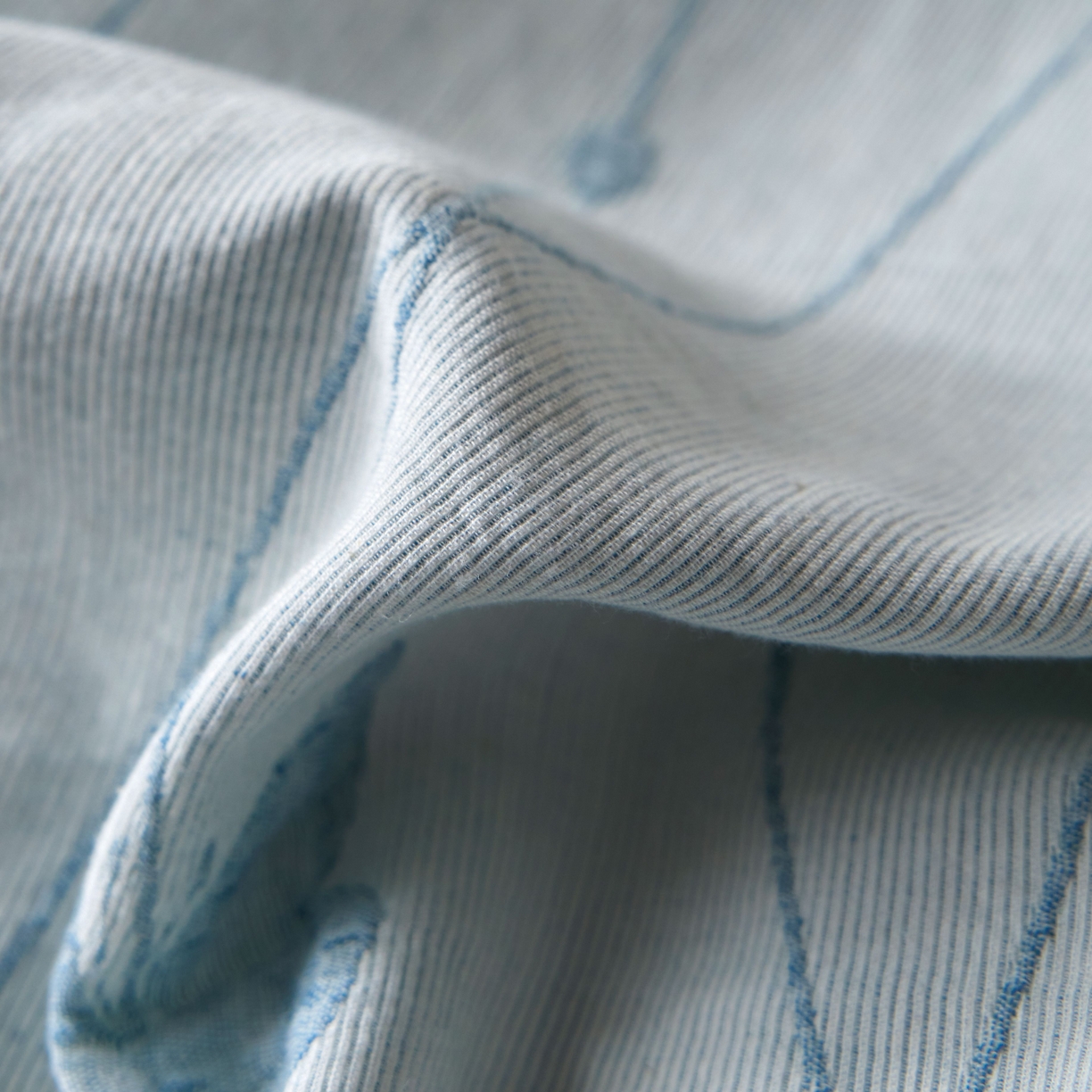 91家纺网 家纺一手货源 找家纺 安莱生活 2025新款60s双层纱色织大提花蝶舞翩翩四件套系列 蝶舞翩翩-浅蓝