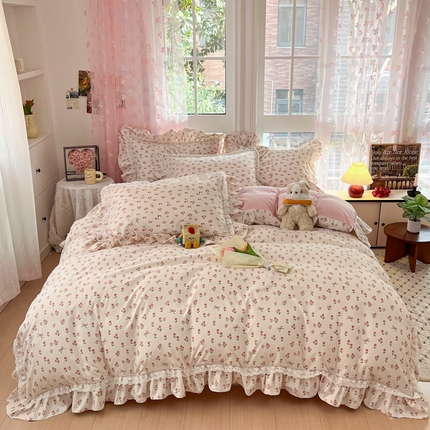 91家纺网 家纺一手货源 找家纺 喜梦缘家纺 2025A类公主风云柔棉工艺款四件套 樱花镜