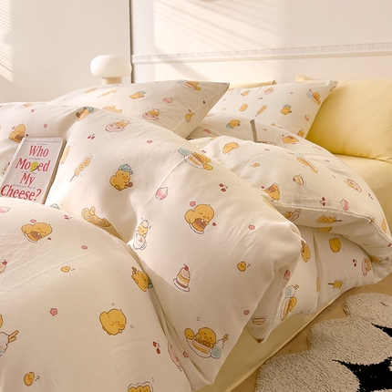 DoDo 兜兜 2025新款全棉双层纱印花四件套（可定做尺寸） 奇奇鸭