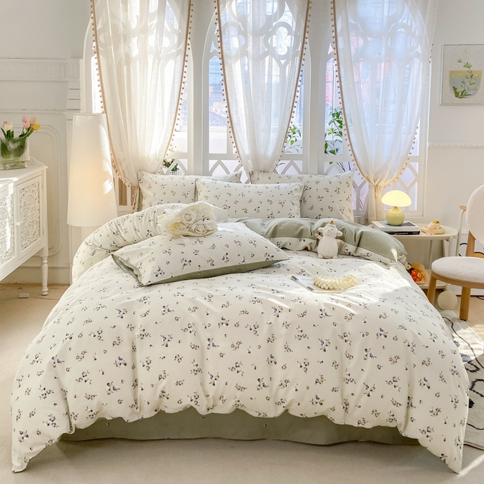 91家纺网 家纺一手货源 找家纺 宜家坊 2025早春新品全棉纯棉喷气13070小清新印花纯棉四件套-风格二 扶摇