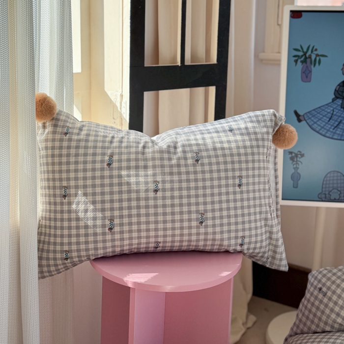 91家纺网 家纺一手货源 找家纺 金爱家 2025新款亲肤舒适纯棉双层纱四件套 双层纱-美拉德腊肠狗