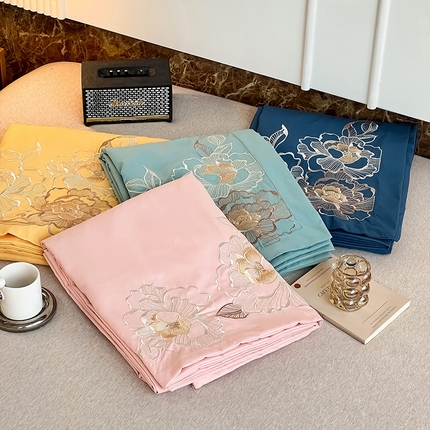 91家纺网 家纺一手货源 找家纺 梵克保罗 2025新款直播热卖长绒棉刺绣花边四件套-繁星系列 组合图