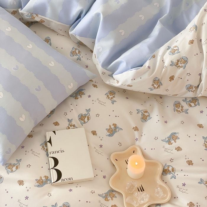 91家纺网 家纺一手货源 找家纺 （总）宜家坊 2025开春新品全棉喷气13070小清新印花纯棉全棉四件套-风格一