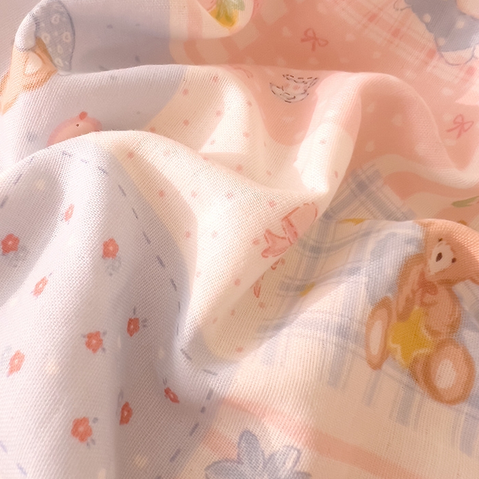 91家纺网 家纺一手货源 找家纺 DoDo 兜兜 2025新款全棉双层纱印花四件套（可定做尺寸） 萌宠乐园