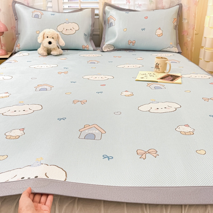 91家纺网 家纺一手货源 找家纺 川悦生活 2025新款数码印花冰藤席 奶屋小汪