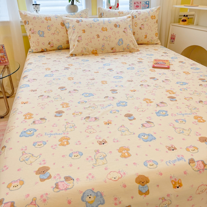 91家纺网 家纺一手货源 找家纺 吉象家纺 2025新款高支密全棉印花单品系列-单床单 狗狗家族