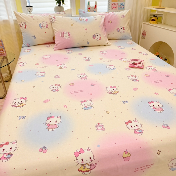 91家纺网 家纺一手货源 找家纺 吉象家纺 2025新款高支密全棉印花单品系列-单床单 甜喵