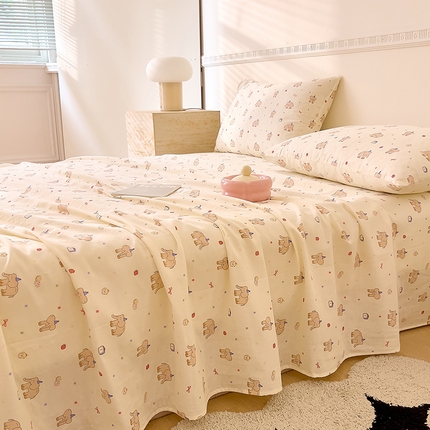 DoDo 兜兜 2026新款全棉双层纱印花单床单（可定做尺寸） 可爱小象