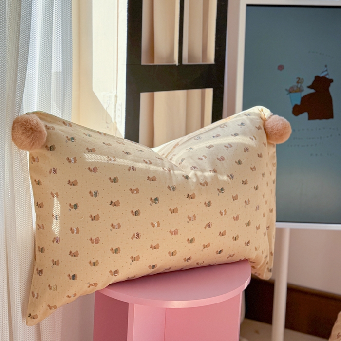 91家纺网 家纺一手货源 找家纺 金爱家 2025新款亲肤舒适纯棉双层纱四件套 双层纱-奶咖小兔