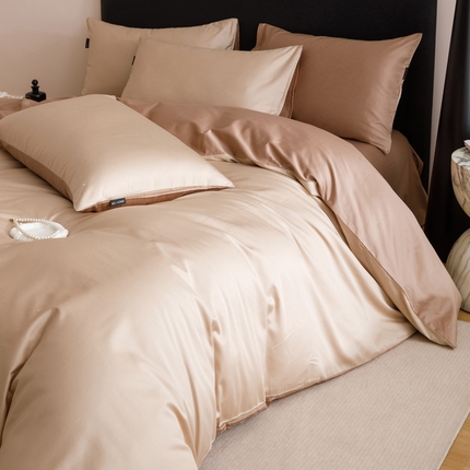 2025新款60支纯棉长绒棉四件套 土豪金+棕