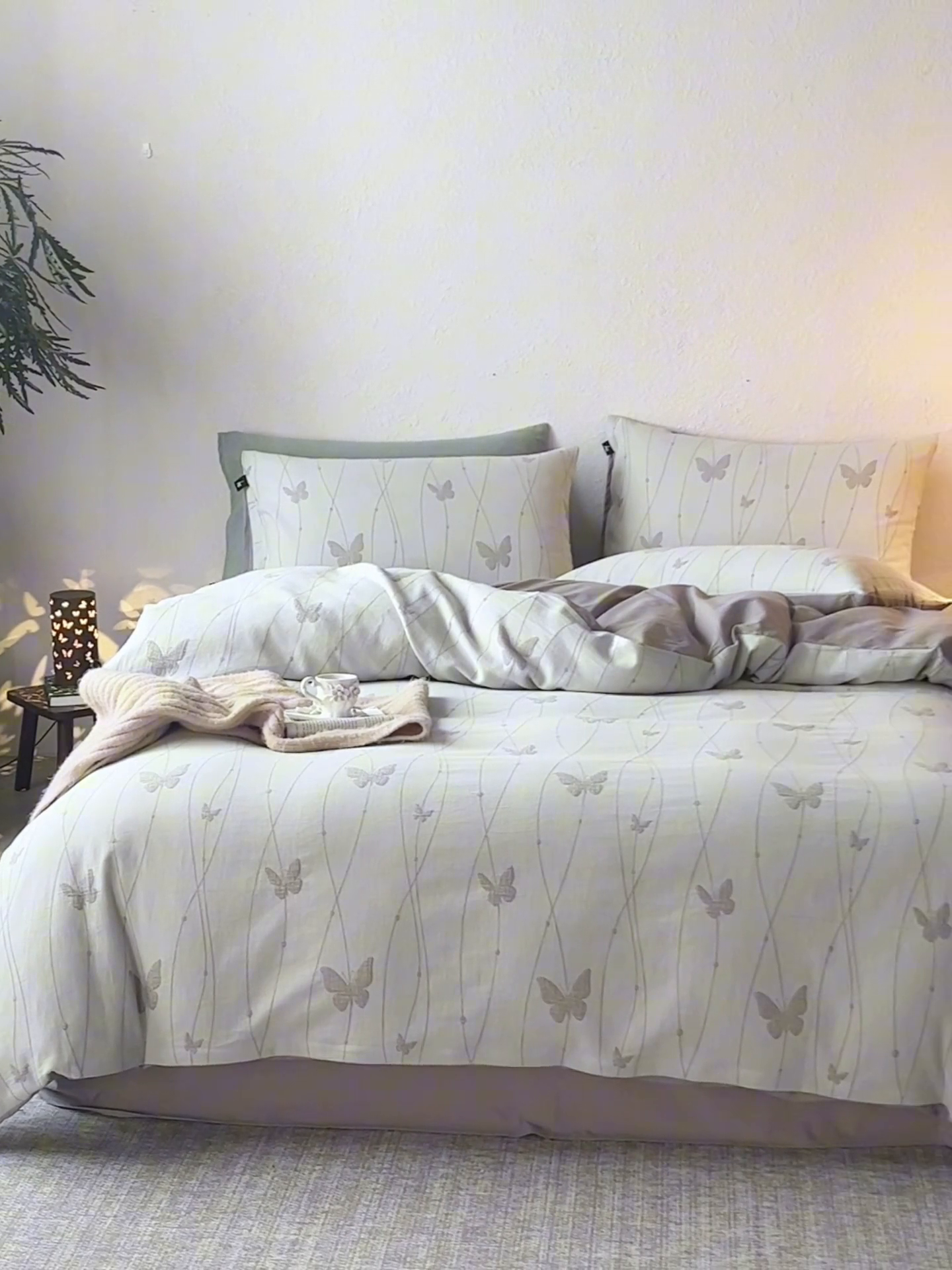 91家纺网 家纺一手货源 找家纺 （总）安莱生活 2025新款60s双层纱色织大提花蝶舞翩翩四件套系列