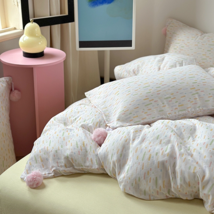 91家纺网 家纺一手货源 找家纺 金爱家 2025新款亲肤舒适纯棉双层纱四件套 双层纱-彩色的梦