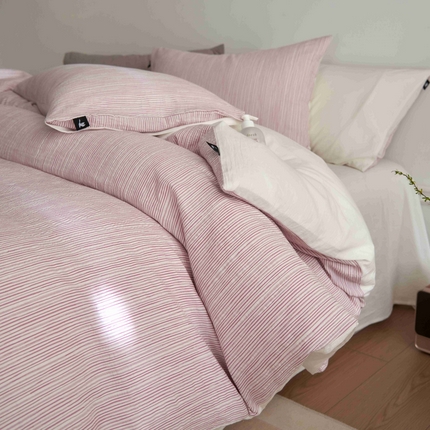 91家纺网 家纺一手货源 找家纺 （总）安莱生活 2025新款60s色织大提花秘境条纹四件套系列