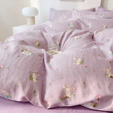 91家纺网 家纺一手货源 找家纺 （总）DoDo 兜兜 2025新款全棉双层纱印花单被套（可定做尺寸）