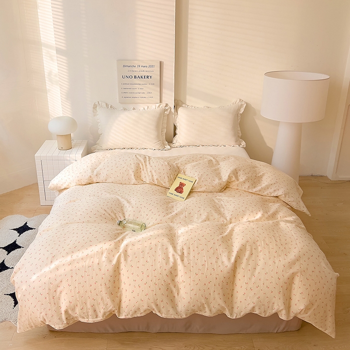 91家纺网 家纺一手货源 找家纺 DoDo 兜兜 2025新款全棉双层纱印花单被套（可定做尺寸） 朵朵小花