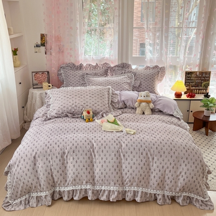 喜梦缘家纺 2025A类公主风云柔棉工艺款四件套 梦影