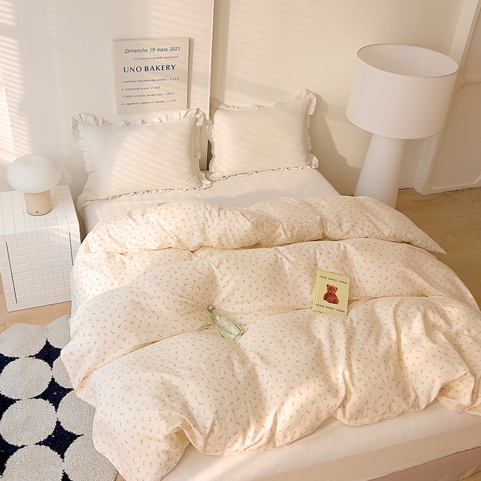 91家纺网 家纺一手货源 找家纺 DoDo 兜兜 2025新款全棉双层纱印花单被套（可定做尺寸） 朵朵小花