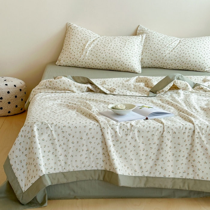 91家纺网 家纺一手货源 找家纺 大彩家居 2025新款全棉有氧水洗纱布夏被夏凉被 朝花夕拾