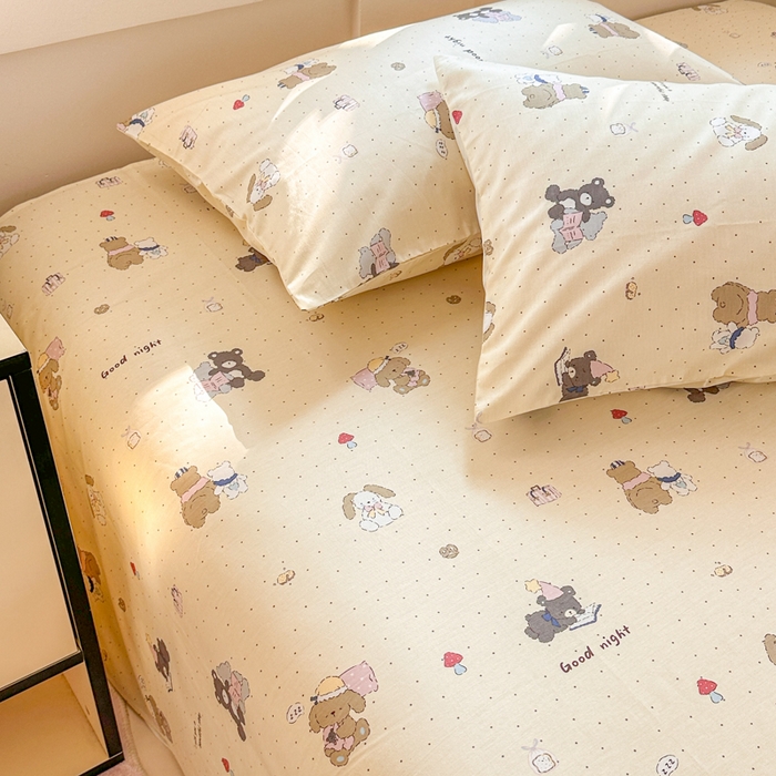 91家纺网 家纺一手货源 找家纺 吉象家纺 2025新款高支密全棉印花单品系列-单床单 小熊日记