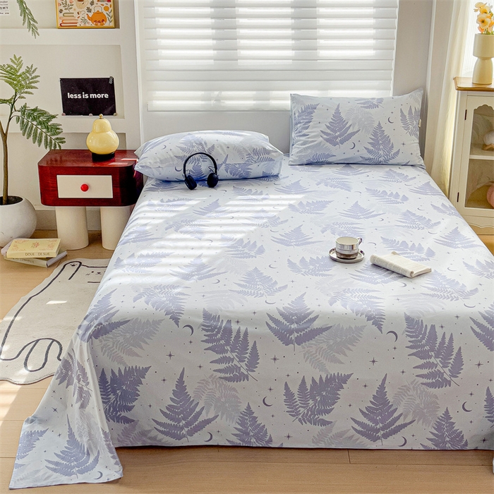 91家纺网 家纺一手货源 找家纺 名兮家居2025新款卡通简约时尚全棉老粗布床单 枫叶情