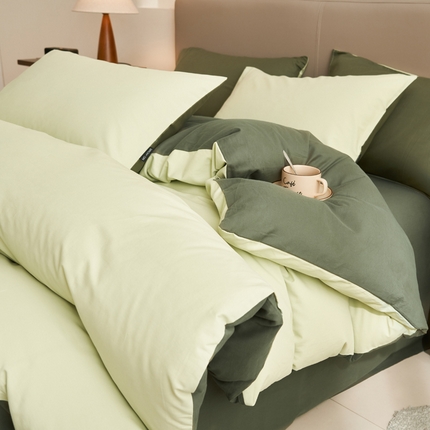 91家纺网 家纺一手货源 找家纺 （总）2025新款全棉13372水洗棉双拼四件套（影棚亮光）