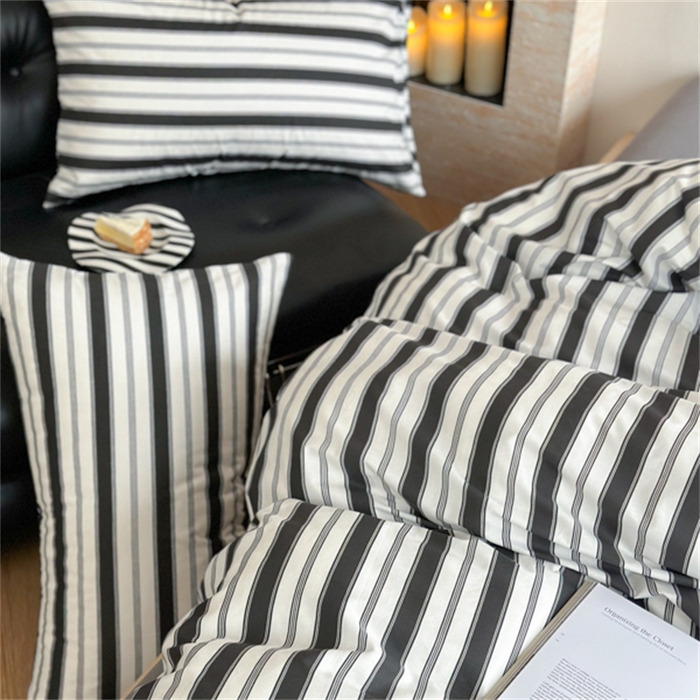 91家纺网 家纺一手货源 找家纺 金丝鸟家纺 2025新款全棉斜纹印花条纹系列四件套及单品 往昔