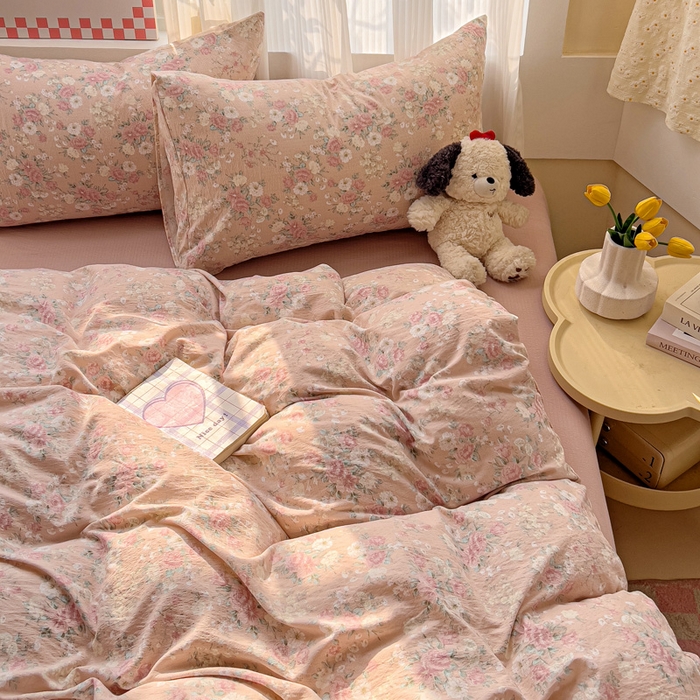 91家纺网 家纺一手货源 找家纺 优选 2025新款加厚云感棉双层纱四件套小碎花被套床单床笠款学生三件套新款直播热款 爱如星辰