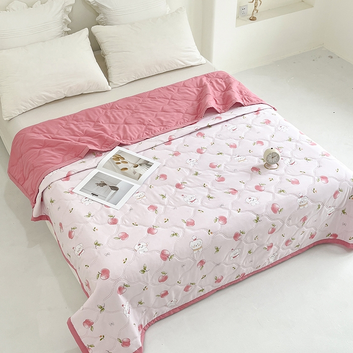 91家纺网 家纺一手货源 找家纺 诗雅纺织 2025新款超柔水洗棉夏凉被空调被 苹果狗狗