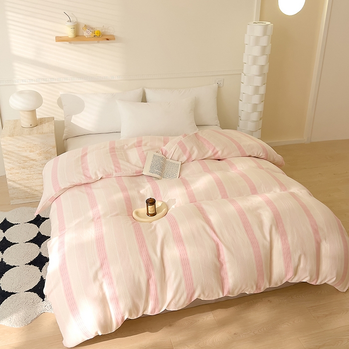 91家纺网 家纺一手货源 找家纺 DoDo 兜兜 2026新款全棉双层纱印花单被套（可定做尺寸） 律动-粉