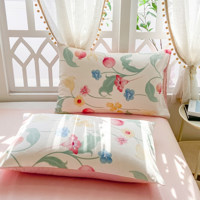 91家纺网 家纺一手货源 找家纺 宜家坊 2025早春新品全棉纯棉喷气13070小清新印花纯棉四件套-风格二 时留