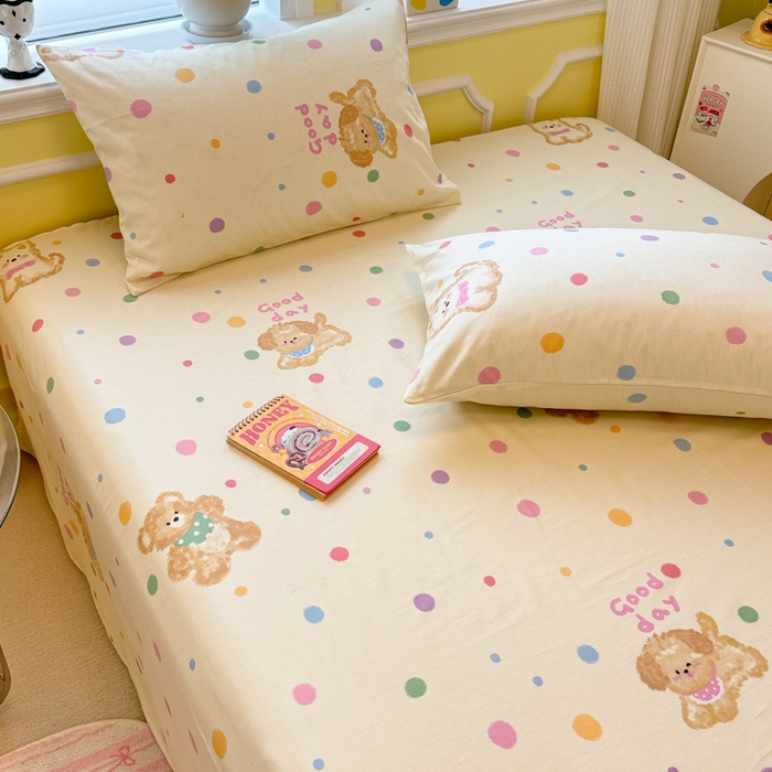 91家纺网 家纺一手货源 找家纺 吉象家纺 2025新款高支密全棉印花单品系列-单床单 假日小狗