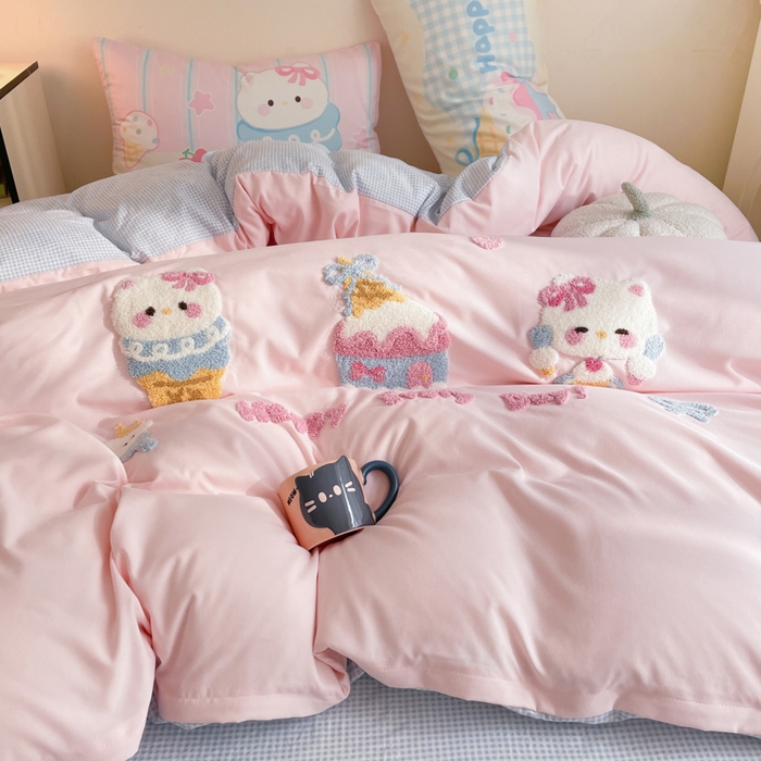 91家纺网 家纺一手货源 找家纺 沐慕 2025新款大版印加绣款四件套 蛋糕kt