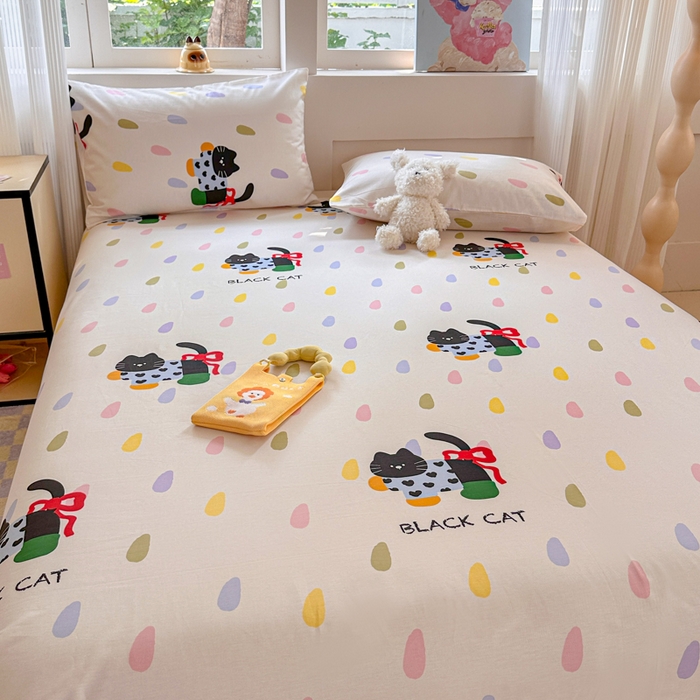 91家纺网 家纺一手货源 找家纺 吉象家纺 2025新款高支密全棉印花单品系列-单床单 靴子猫