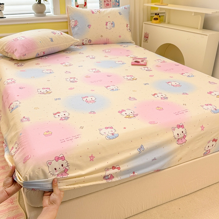 91家纺网 家纺一手货源 找家纺 吉象家纺 2025新款高支密全棉印花单品系列-单床笠 甜喵