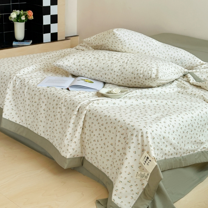 91家纺网 家纺一手货源 找家纺 大彩家居 2025新款全棉有氧水洗纱布夏被夏凉被 朝花夕拾