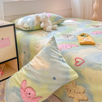 吉象家纺 2025新款高支密全棉印花单品系列-单床单 蜡笔画